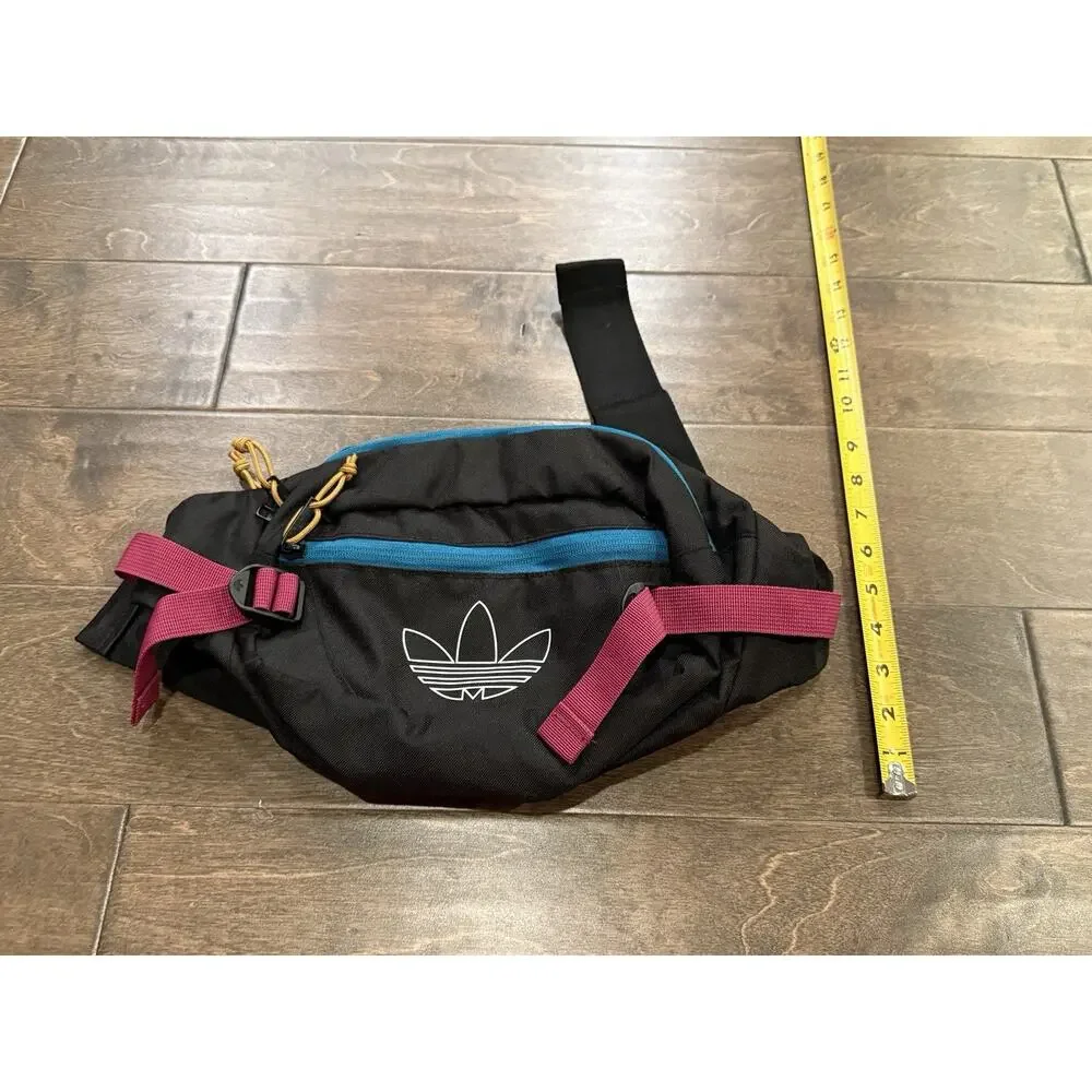 Adidas Originals Black Pink Blue Utility Crossbody Fanny Pack Retro Waist Bag OS